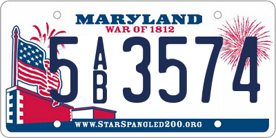MD license plate 5AB3574