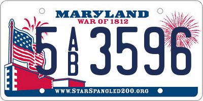 MD license plate 5AB3596