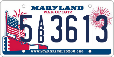 MD license plate 5AB3613