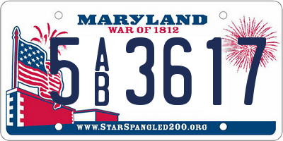 MD license plate 5AB3617