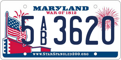 MD license plate 5AB3620