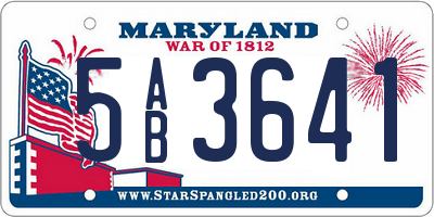 MD license plate 5AB3641
