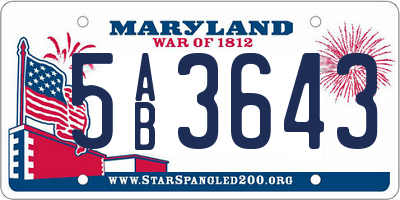 MD license plate 5AB3643
