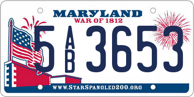 MD license plate 5AB3653