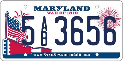 MD license plate 5AB3656