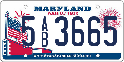 MD license plate 5AB3665