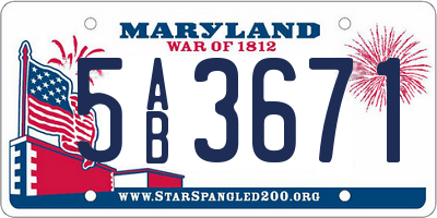 MD license plate 5AB3671