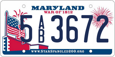 MD license plate 5AB3672
