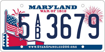 MD license plate 5AB3679