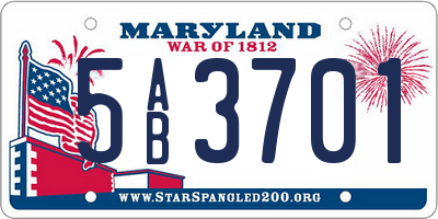 MD license plate 5AB3701