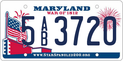 MD license plate 5AB3720