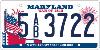 MD license plate 5AB3722