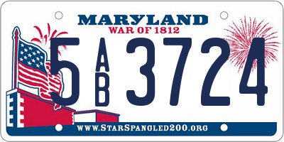 MD license plate 5AB3724