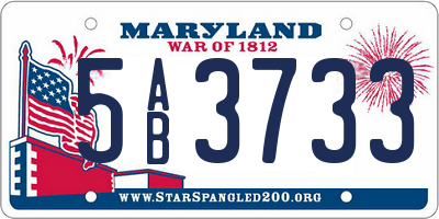 MD license plate 5AB3733