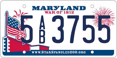 MD license plate 5AB3755