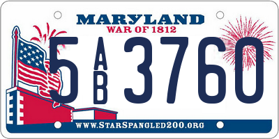 MD license plate 5AB3760