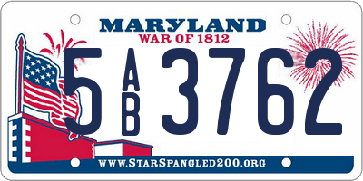 MD license plate 5AB3762