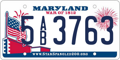 MD license plate 5AB3763