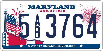 MD license plate 5AB3764