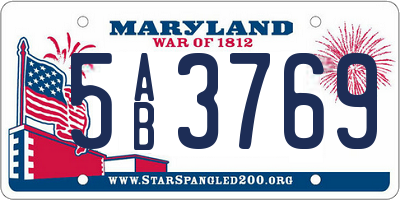 MD license plate 5AB3769