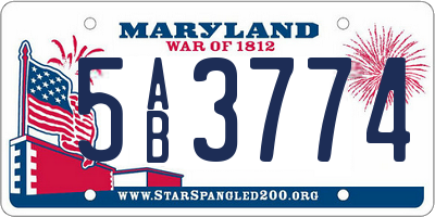 MD license plate 5AB3774