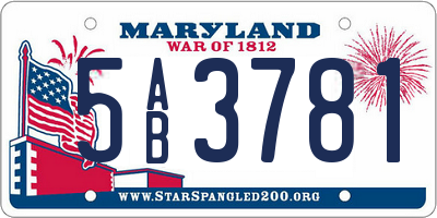 MD license plate 5AB3781
