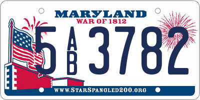 MD license plate 5AB3782