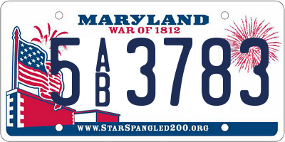 MD license plate 5AB3783