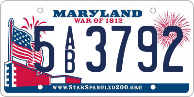 MD license plate 5AB3792