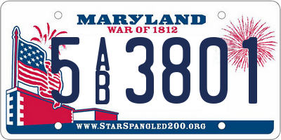 MD license plate 5AB3801