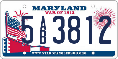 MD license plate 5AB3812