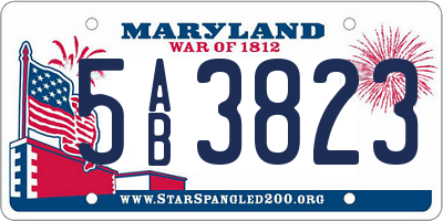 MD license plate 5AB3823