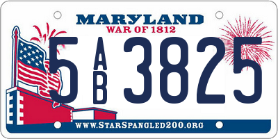 MD license plate 5AB3825