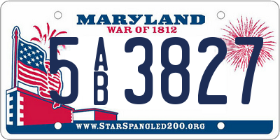 MD license plate 5AB3827