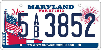 MD license plate 5AB3852