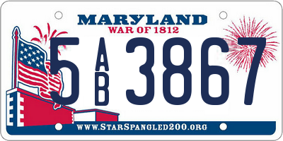 MD license plate 5AB3867