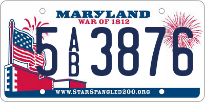 MD license plate 5AB3876