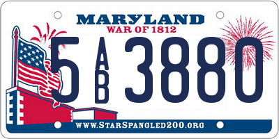 MD license plate 5AB3880