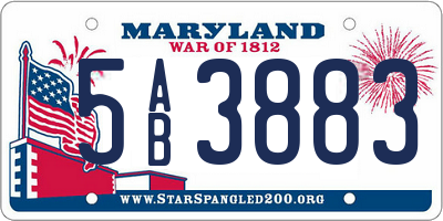 MD license plate 5AB3883