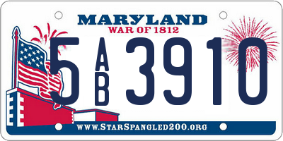MD license plate 5AB3910