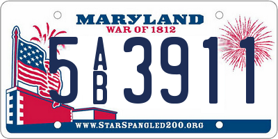 MD license plate 5AB3911