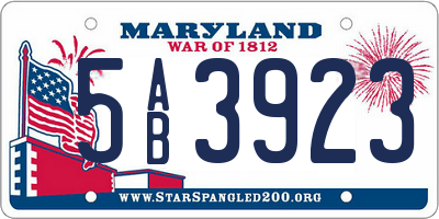 MD license plate 5AB3923