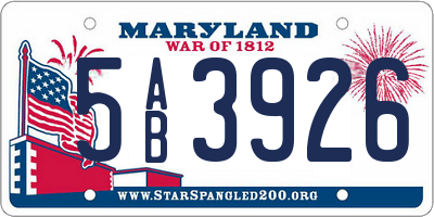MD license plate 5AB3926