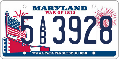MD license plate 5AB3928