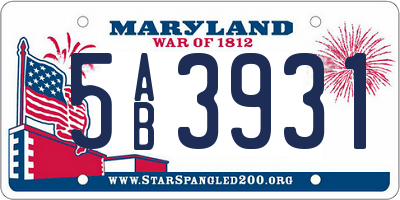 MD license plate 5AB3931