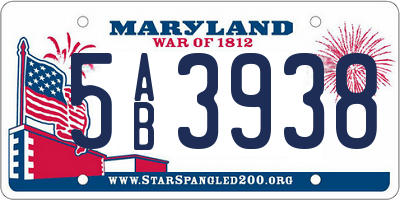 MD license plate 5AB3938
