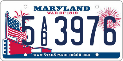 MD license plate 5AB3976