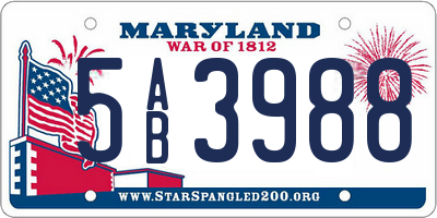 MD license plate 5AB3988