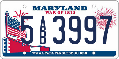 MD license plate 5AB3997