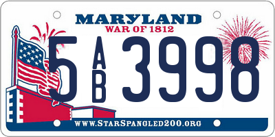 MD license plate 5AB3998